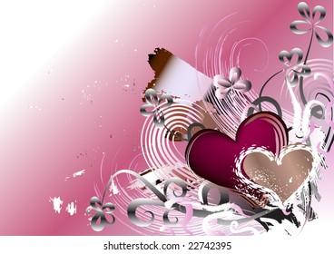 grunge background with hearts