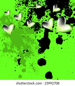 grunge background with hearts