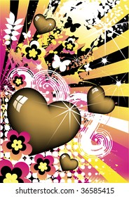 grunge background with hearts