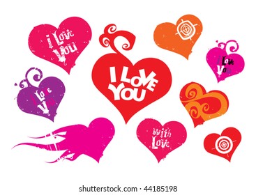 grunge background with hearts