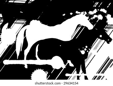 grunge background with horses