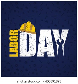 Grunge background Labor Day typography on blue background