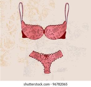 Grunge background with lingerie set