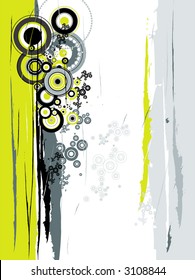 Grunge background with many circles and shapes,vector illustration