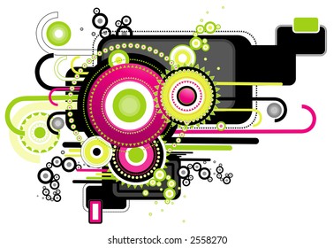 Grunge background with many different  circles