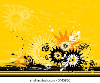 Grunge background with many different  circles, shapes, star, vector illustration