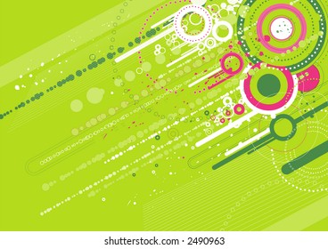 Grunge background with many different green circles