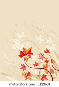 grunge background with many leafs, vector illustration