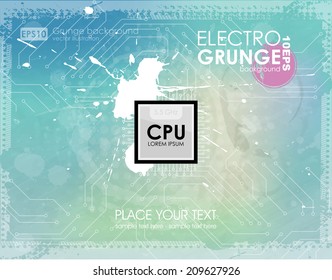 Grunge background in marine color. Grunge banner with an inky dribble strip with copy space. Abstract background for party. summer background. electra music - Processor