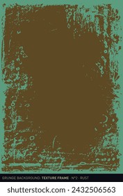 Fondo de grunge: Superficie metálica con óxido y pintura antigua (marco texturizado en verde y marrón)