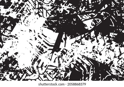 Grunge background is monochrome. Seamless abstract texture. Template for printing on fabric, wallpaper. Chaotic repeating pattern