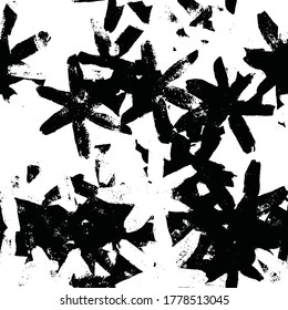 Grunge background monochrome seamless pattern