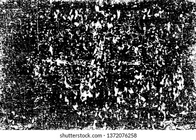 Grunge background monochrome. Vector texture of scratches, chips, scuffs. The pattern of the worn surface. Black and white gloomy wall. Dirty, old Board