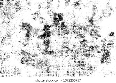 Grunge background monochrome. Vector texture of scratches, chips, scuffs. The pattern of the worn surface. Black and white gloomy wall. Dirty, old Board