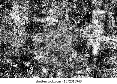 Grunge background monochrome. Vector texture of scratches, chips, scuffs. The pattern of the worn surface. Black and white gloomy wall. Dirty, old Board