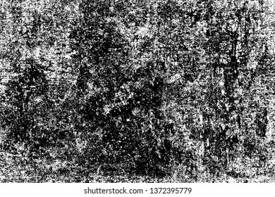 Grunge background monochrome. Vector texture of scratches, chips, scuffs. The pattern of the worn surface. Black and white gloomy wall. Dirty, old Board