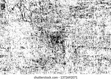 Grunge background monochrome. Vector texture of scratches, chips, scuffs. The pattern of the worn surface. Black and white gloomy wall. Dirty, old Board