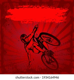 grunge background with MTB cyclist