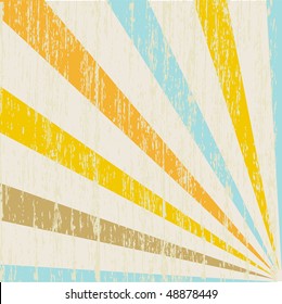   Grunge background with multicolored rays. Vector