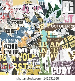 A Grunge Background with Old Torn Posters