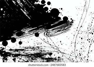 Grunge background. Grunge overlay layer. Abstract black and white vector background. Monochrome vintage surface with dirty pattern. 