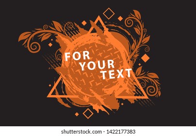 Grunge background. Paint splash. Vector abstract background with ink brush strokes and geometrical shapes. Vector colorful paint splashes. Grunge frame with space for text.