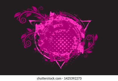 Grunge background. Paint splash. Vector abstract background with ink brush strokes and geometrical shapes. Vector colorful paint splashes. Grunge frame with space for text.