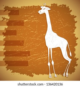 grunge background with paper giraffe