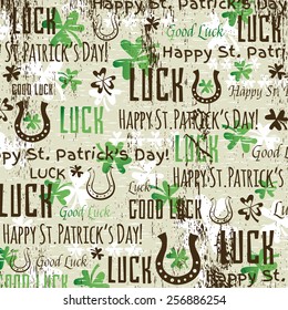 grunge background for Patricks day with shamrocks, vector  illustration