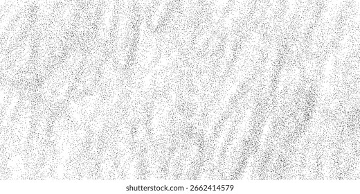 Patrón de fondo de grunge con puntos negros dispersos en textura de papel blanco en estilo de Vector vintage. Fondo de Vector áspero con efecto de grano superpuesto. Ideal para embalaje, embalaje, marca, impresión
