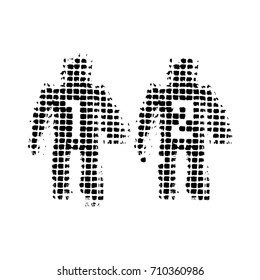 Grunge background with people silhouette.
