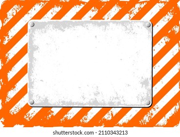 Grunge Background With Plaque. Caution Warning Sign. 