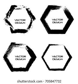 Grunge background polygon black on white