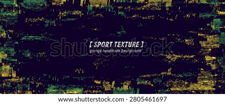 Grunge background with punk distress and paper grange glitch effect. Poster paint noise, gritty texture in green yellow and dark blue. Vector grunge background for merch album cover or promotion bg.