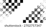 Grunge background of a racing flag, car rally or motocross finish flag with a vector checkered pattern. Grunge racing flag for auto racing or motorcycle racing, motorsport.