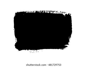 Grunge background rectangle black on white. Sketch to create border. Shape texture for banner. Dirty old effect. Vintage artistic graphic. Smear print template. Vector illustration