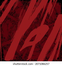 Grunge background is red. Abstract scratched texture. Vector graffiti