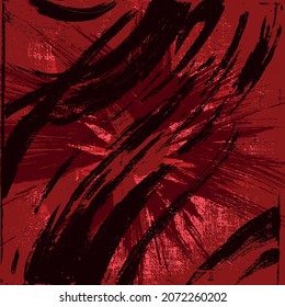 Grunge background is red. Abstract scratched texture. Vector graffiti