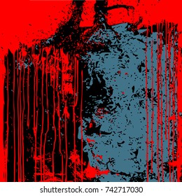 Grunge background red black blue isolated