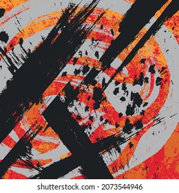 Grunge background is red, brown, orange. Abstract scratched texture. Vector graffiti