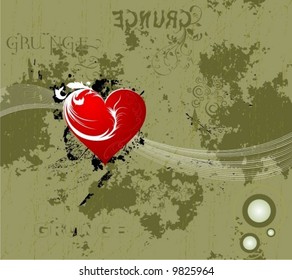grunge background with red heart