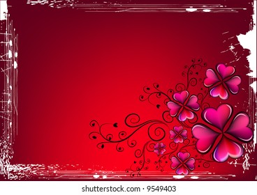 grunge background with retro flowers
