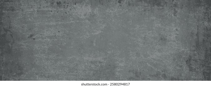 Grunge background with a rough texture. The background is gray with a distressed, gray finish, creating a vintage, worn look. Rough concrete texture background. Gray background vector.