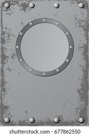 grunge background with round banner and bolts
