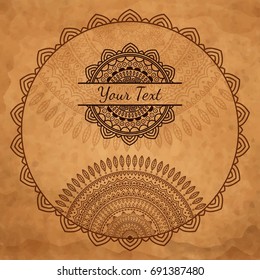 Grunge background with round ornamental frame