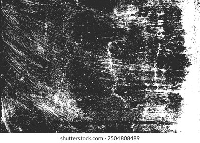 Grunge background with scratched paint texture, rough brush marks and distressed surface. High contrast monochrome overlay, gritty abstract vector backdrop for design, print and web.