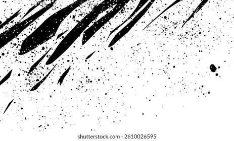 Grunge background with scratched paper texture. Aged black and white distressed overlay with cracks, dirt, and vintage elements for urban retro design and photography.