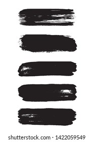 Grunge background. Set of black brush strokes chalk and charcoal on white background.