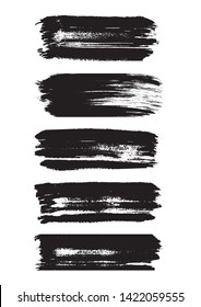 Grunge background. Set of black brush strokes chalk and charcoal on white background.