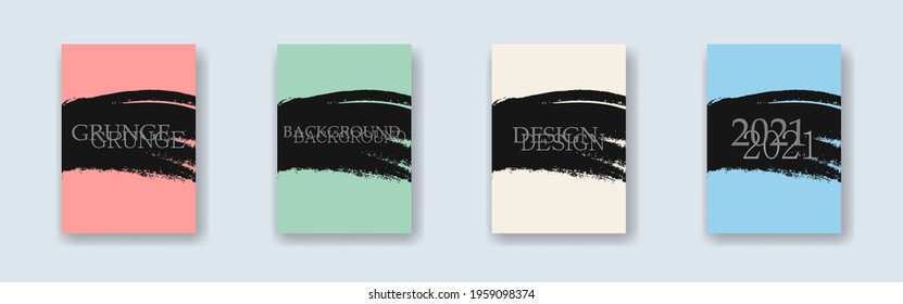 Grunge background set. Poster or banner bursh template collection. Vector illustration. Background design.